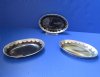Wholesale Polished buffalo horn Oval bowl/tray with a scallop design decorative aluminum edge measuring 7" long by 4-1/2" wide" - Packed: 2 pcs @ $15.75 each; Packed: 6 pcs @ $13.75 each.  