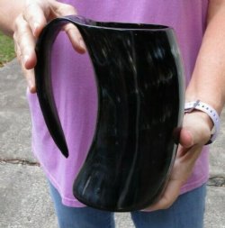 Polished buffalo horn mug 7 inches tall for $29