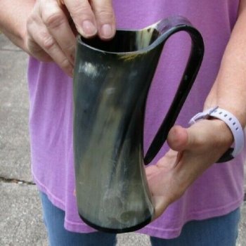 Polished Buffalo Horn Mug, Ox Horn Mug 6 inches tall. For sale for $24