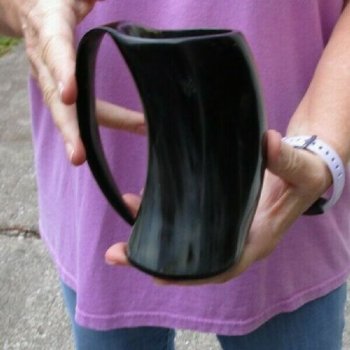 Polished Buffalo Horn Mug, Ox Horn Mug 5 inches tall. For Sale for $18