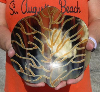 Decorative Hand Carved and Hand Painted Buffalo Horn, Ox Horn Leaf Shaped bowl/tray 7-3/4 inches for $21.00