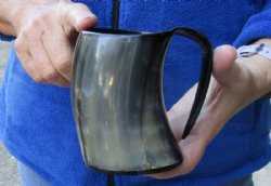 Polished Buffalo horn mug, Cow horn mug measuring approximately 4 inches tall for $19