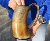 Buffalo horn mug carved with full rustic look measuring 6-1/2 inch tall. You are buying the horn mug pictured for $29