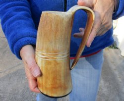 Buffalo horn mug, Ox horn mug carved with full rustic look measuring 8-1/2 inch tall for $36