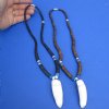 2 pc Coconut bead necklaces with 2-3/8 inch Alligator tooth wrapped with a silver color wire - You will receive the ones in the photo for $20/lot