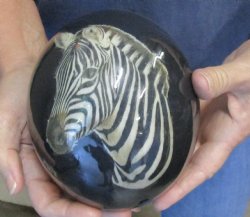 5-3/4 inch tall Decoupage Ostrich Egg with 3D Zebra - $40