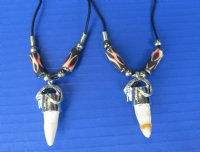 Wholesale Alligator Tooth Necklaces with Red, black and gold racing beads 20 inches - Packed: 3 pcs @ $4.25 each; Packed: 12 pcs @ $3.75 each