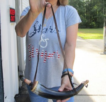 Buy this 16 inch Carved Cattle/cow Powder Horn with strap for $17