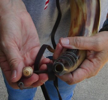 Buy this 16 inch Carved Cattle/cow Powder Horn with strap for $17