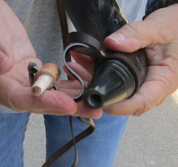 Buy this 17 inch Carved Cattle/cow Powder Horn with strap for $17
