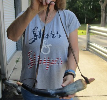 Buy this 17 inch Carved Cattle/cow Powder Horn with strap for $17