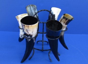 Wholesale Black Iron 6-Horn Display Stand - Rustic Viking Decor - 2 pcs @ $4.50 each