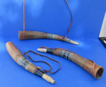 Wholesale Carved & Burnt Viking Blowing Horn (15"-19") - 2 pcs @ $19.00 each; 12 pcs @ $17.00 each