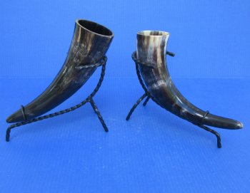 Wholesale Viking Drinking Horn with Twisted Iron Display Stand - 2 pcs @ $9.00 each; 12 pcs @ $8.00 each