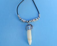 3/4 to 1-1/2 inch Alligator Tooth Necklace with tiny silver gator, silver skull beads 20 inches - Packed 3 @ $4.25 each; Packed 12 @ $3.75