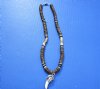 Wholesale alligator tooth necklaces with silver colored alligator design cap with black, brown and white coco beads with faux wood tube bead - Packed: 3 pcs @ $5.00 each; Packed: 12 pcs @ $4.50 each