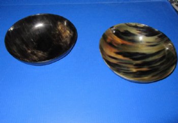 Wholesale Polished buffalo horn bowl measuring 6" long by 3" deep - 2 pcs @ $12.00 each; 12 pcs @ $10.50 each