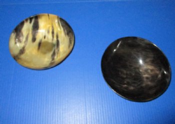 Wholesale Polished buffalo horn bowl measuring 7" long by 2 to 2-1/4" deep -  $9.50 each; 6 pcs @ $8.00 each