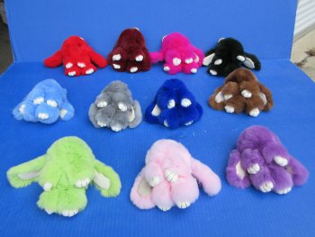 Dyed Rabbit Fur Bunny Keychain in assorted colors 5 inches long - 2 pcs @ $9.75 each; 10 pcs @ $8.75 each