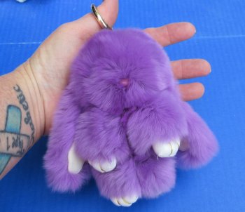Dyed Rabbit Fur Bunny Keychain in assorted colors 5 inches long - 2 pcs @ $9.75 each; 10 pcs @ $8.75 each