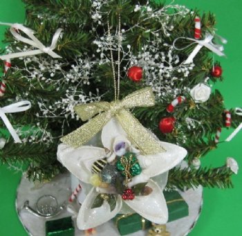 Wholesale Seashell Flower Ornaments with Cut Strombus Shells - 10 pcs @ $2.75 each; 30 pcs @ $2.45 each 