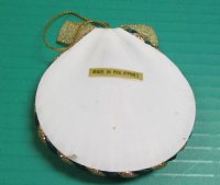 Wholesale Sun Shell w/Green & Gold Rope Border ornament - 10 pcs @ $1.60 each; 30 pcs 1.40 each