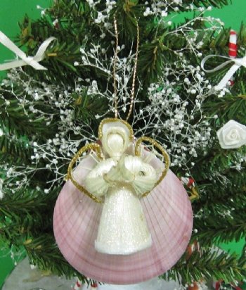 Wholesale Moon Shell with Straw Seashell Angel Christmas Ornament - 10 pcs @ $2.25 each 