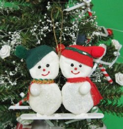 Wholesale Seabiscuit Snowman Christmas Ornament  - 10 pcs @ $2.00 each; 30 pcs @ $1.80 each 