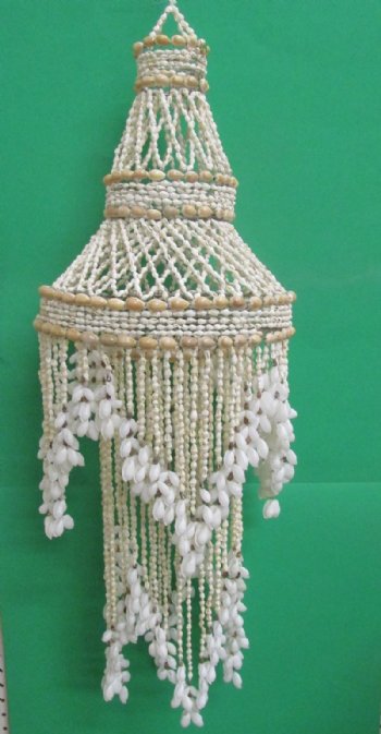 30 inches Wholesale large seashell chandelier, with 2 layers of numerous strands of bubble shells - $46.00 each
