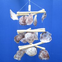 Wholesale 16 to 18 inches inches 3 layered Triangle Driftwood and Saddle Oyster Chandeliers for Sale, Placuna Chandelier -  Case of 12 @ $7.00 each