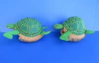 7 - 8 inches Wholesale Green Painted and Carved Coconut Turtle - Box of 6 @ $4.50 each