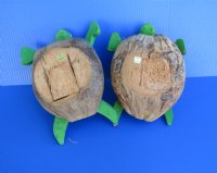 Wholesale Carved Coconut Turtles painted green 7" - 8" - Bag of 12 @ $4.00 each 