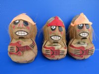Wholesale Carved and Painted Coconut Pirate Playing Guitar - 6 pieces @ $3.90 each