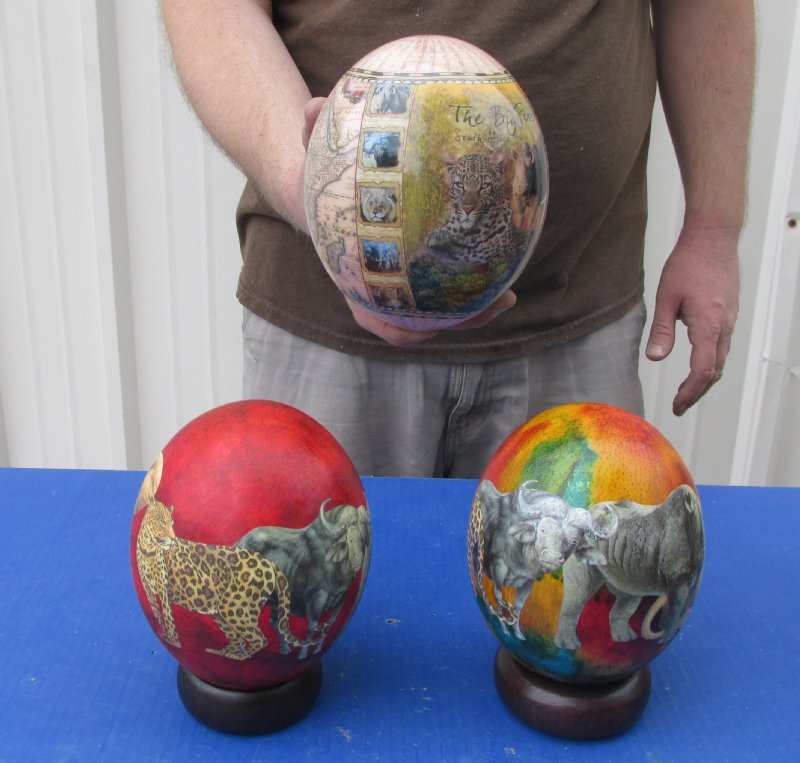 Decoupage Ostrich Eggs Wholesale with African Animal Prints