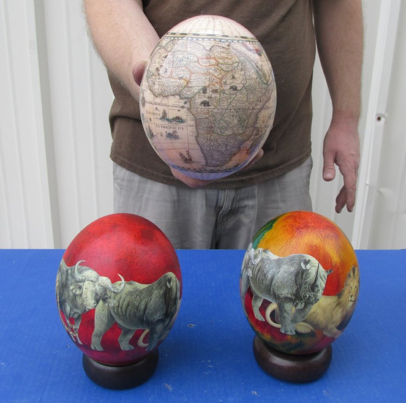 Decoupage Ostrich Eggs Wholesale with African Animal Prints