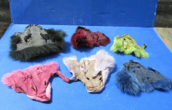 Wholesale Genuine Fox Face Pelts - Dyed Assorted Colors (8"-11") - 2 pcs @ $5.50 each; 12 pcs @ $4.95 each