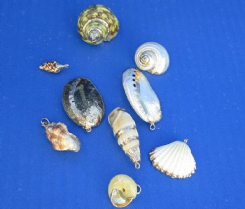 Wholesale Electroplated assorted shell pendants - 100 pcs @ $.65 each; 500 pcs @ $.58 each