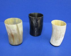 Wholesale Polished Buffalo Horn Glass measuring 4" tall - 2 pcs @ $6.50 each; 20 pcs @ $5.75 each