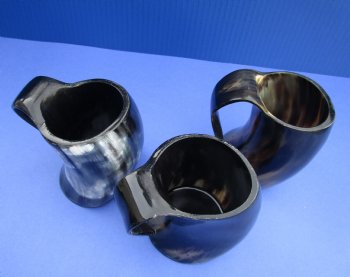 Wholesale Polished buffalo horn mug measuring 4" tall - 2 pcs @ $7.00 each; 12 pcs @ $6.30 each