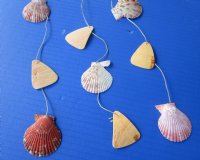 22 inch Wholesale seashell wind chime/wall decor with pecten and cut melon shells - Case of 53 pcs @ $1.75 each