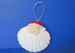 Wholesale 4 inches Santa Seashell Christmas Ornaments - 10 pcs @ $1.75 each; 30 pcs @ $1.50 each