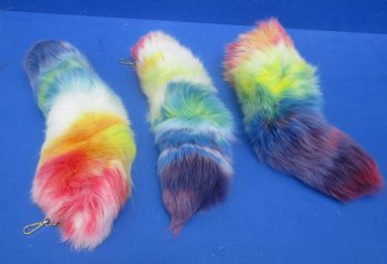 Large Rainbow Dyed Fox tails 15 to 18 inch (2 pc, 8 pc)