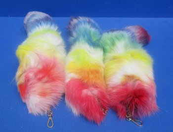 Large Rainbow Dyed Fox tails 15 to 18 inch (2 pc, 8 pc)