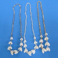 36 inches shell leis wholesale made out of brown, nassarius shells with bubble shells - 1 dozen @ $8.40/dozen
