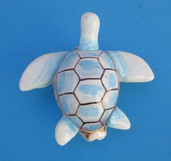 Painted Blue and White Tiger Cowrie Turtle Magnets - 10 pcs @ $2.60 each; 30 pcs @ $2.35 each