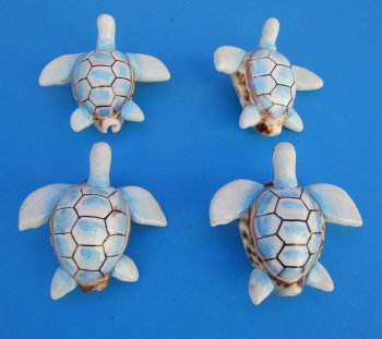 Painted Blue and White Tiger Cowrie Turtle Magnets - 10 pcs @ $2.60 each; 30 pcs @ $2.35 each