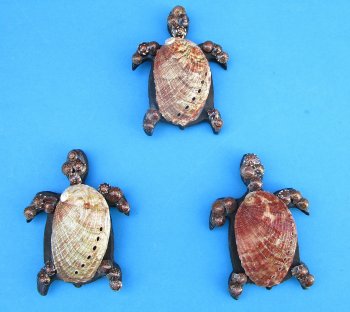 3-1/2 inch Mottled Brown Abalone Shell Turtle Magnet - 10 pcs @ $1.50 each; 50 pcs @ $1.35 each