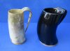 Wholesale Polished buffalo horn mug with wood base/bottom measuring 6 inches tall. $22.00 each; Packed: 6 pcs @ $19.50 each -  You are buying a buffalo horn mug similar to the ones pictured 