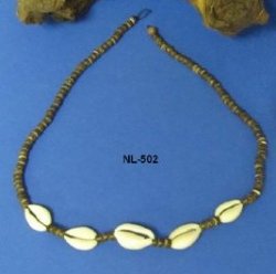 Wholesale Brown Coconut Bead necklace 18 inches - $12.00 dozen. 5 dozen @ $10.80 dozen
