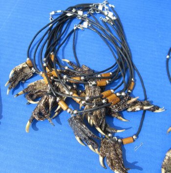 Wholesale 17" Assorted Style Alligator Foot Necklaces - 12 pcs @ $3.75 each; 48 pcs @ $3.35 each